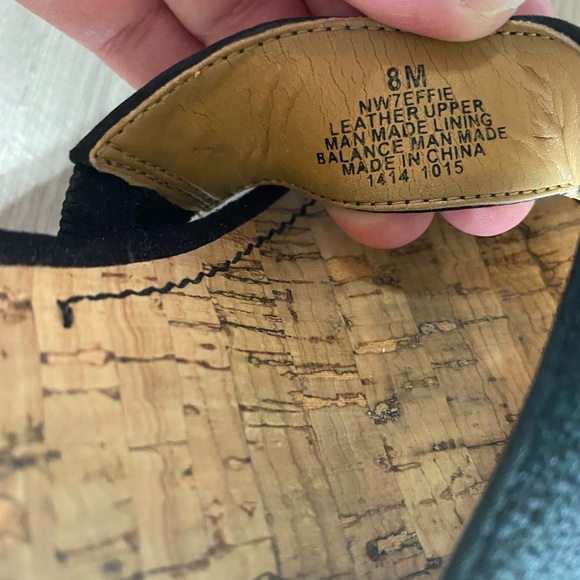 Nine West Woman Black Wedge Cork Leather Slide size 8M - Picture 10 of 11